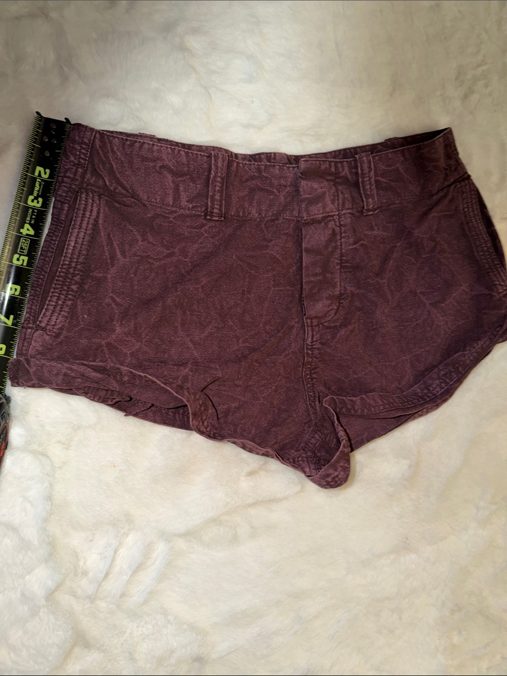 Free People Short-Length Washed Burgundy Jean Shorts